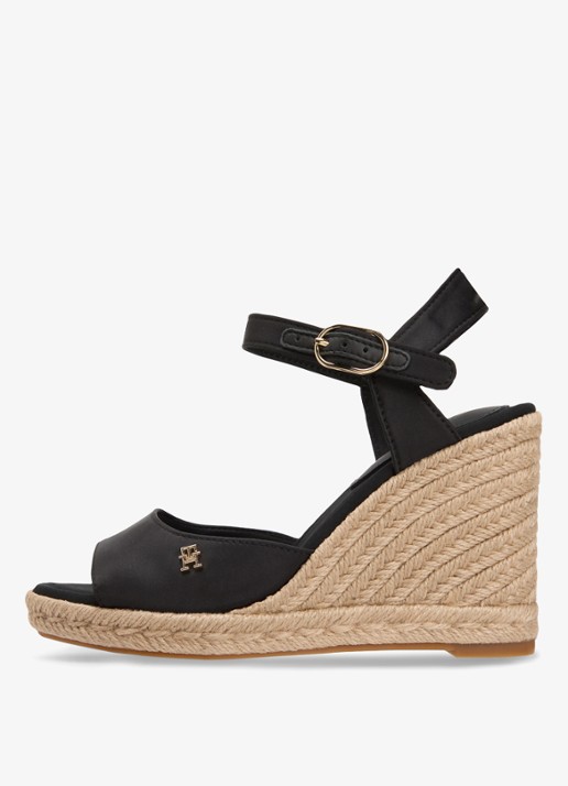 Tommy Hilfiger Espadrille met hak - voorkant zwart