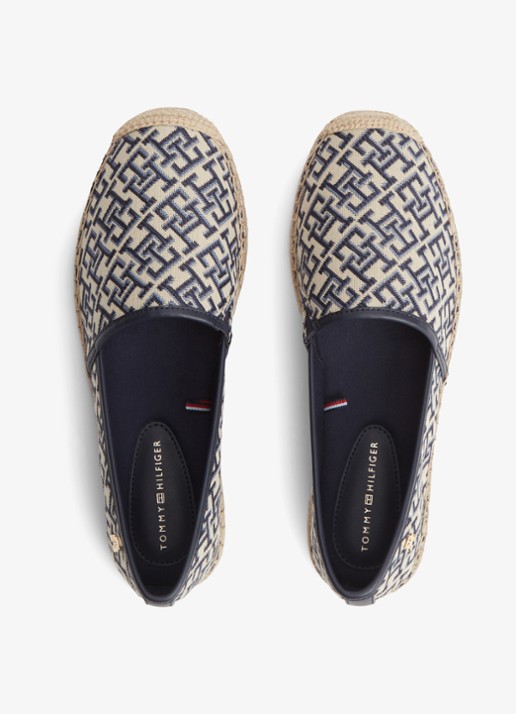 Tommy Hilfiger Espadrille met logoprint - detail donkerblauw