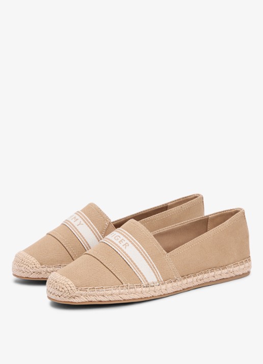 Tommy Hilfiger Espadrille van canvas met logo - detail 4 bruin