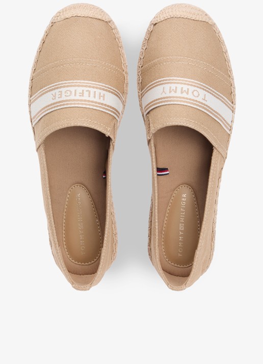 Tommy Hilfiger Espadrille van canvas met logo - voorkant 3 bruin
