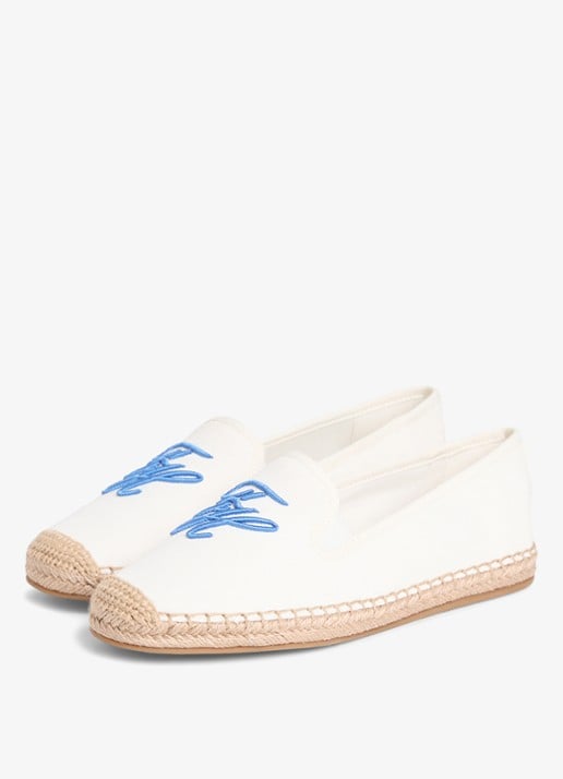 Tommy Hilfiger Espadrille van katoen - voorkant 4 gebroken wit