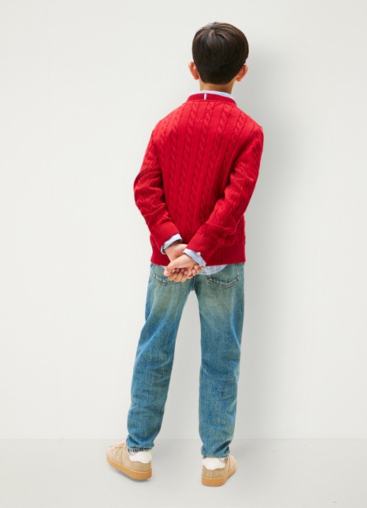 Tommy Hilfiger Essential Cable Knit Jumper - achterkant 5 rood
