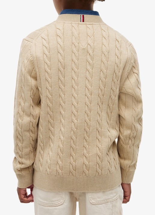 Tommy Hilfiger Essential Cable Knit Jumper - achterkant 3 gentle gold htr-afo / geel