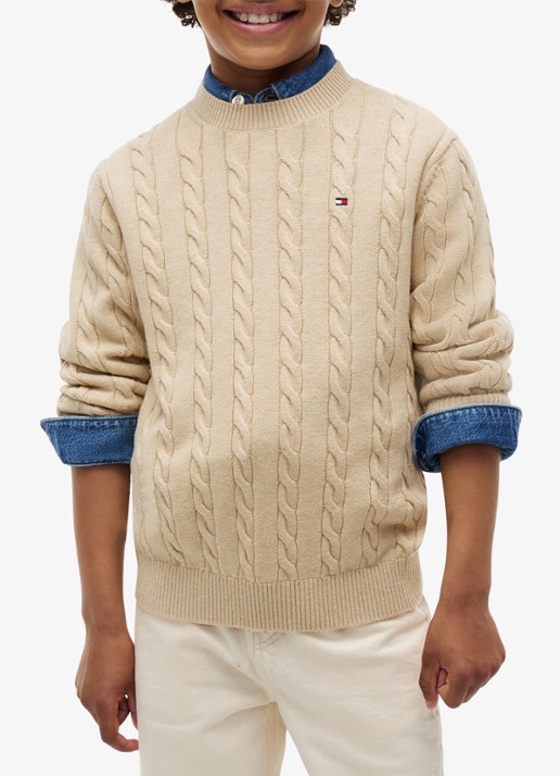 Tommy Hilfiger Essential Cable Knit Jumper - detail gentle gold htr-afo / geel
