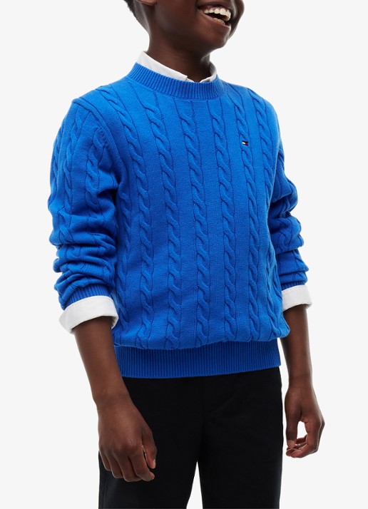 Tommy Hilfiger Essential Cable Knit Jumper - detail 4 vibrant blue-c6o / blauw