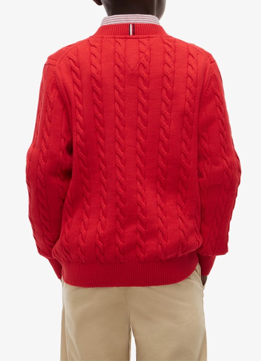 Tommy Hilfiger Essential Cable Knit Jumper - achterkant 3 red glare-xl7 / rood