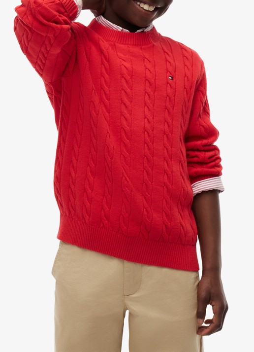 Tommy Hilfiger Essential Cable Knit Jumper - detail 4 red glare-xl7 / rood