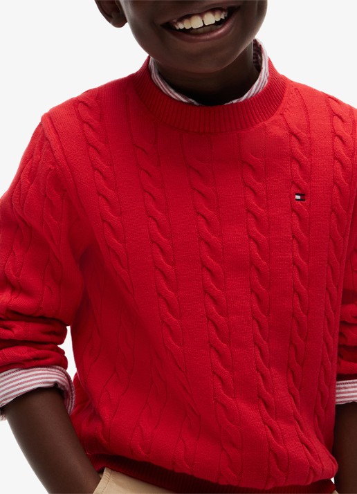 Tommy Hilfiger Essential Cable Knit Jumper - detail 5 red glare-xl7 / rood