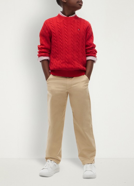 Tommy Hilfiger Essential Cable Knit Jumper - voorkant 2 red glare-xl7 / rood