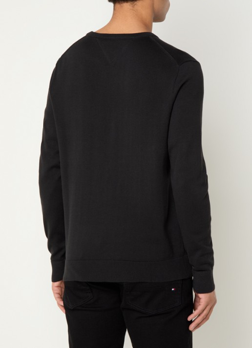 Tommy Hilfiger Essential fijngebreide pullover met logo - achterkant zwart