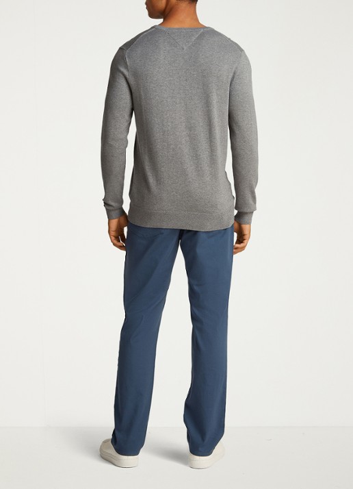 Tommy Hilfiger Essential fijngebreide pullover met logo - achterkant 6 grijsmele