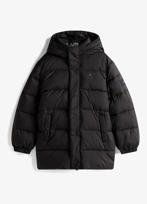 Tommy Hilfiger Essential parka met capuchon - voorkant 4 zwart