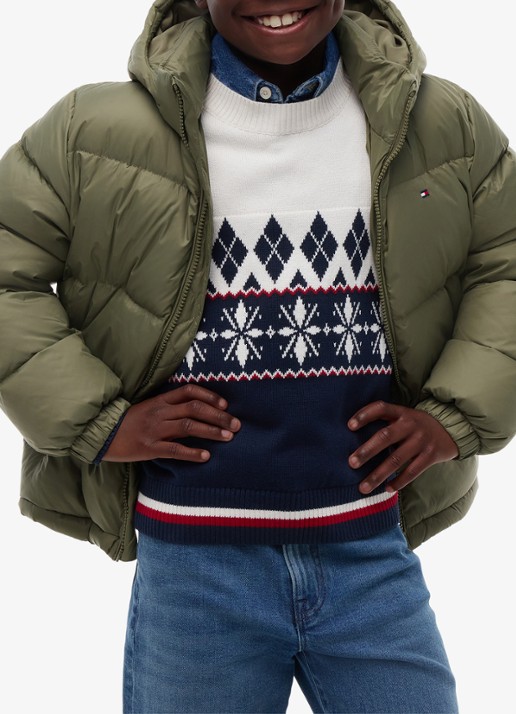Tommy Hilfiger Essential puffer jas met capuchon - detail 6 ghost fern-pli