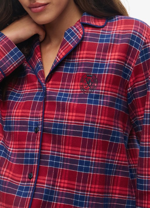 Tommy Hilfiger Essential pyjamaset met ruitdessin  - detail rood