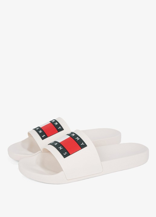 Tommy Hilfiger Essential slipper met logo - detail 3 beige