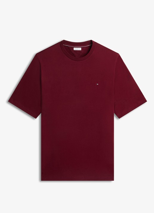 Tommy Hilfiger Essential T-shirt met ronde hals - voorkant bordeauxrood
