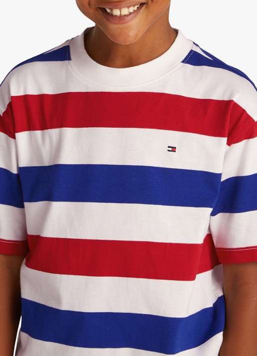 Tommy Hilfiger Essential T-shirt met streepprint - detail 4 rood