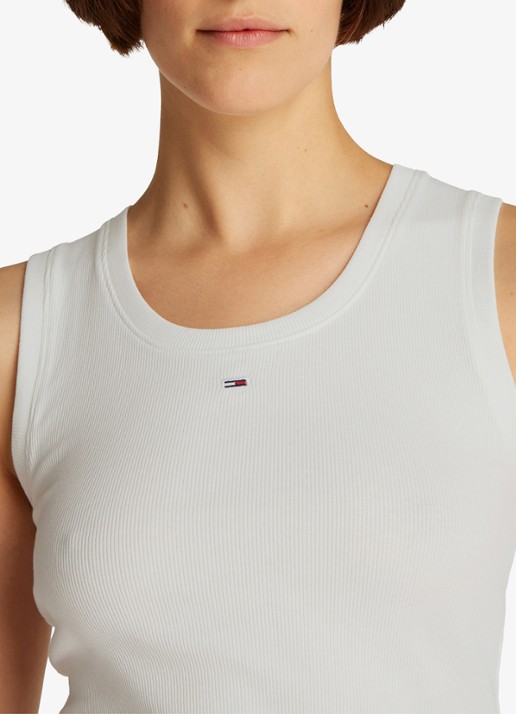 Tommy Hilfiger Essential tanktop met logo - detail 5 wit