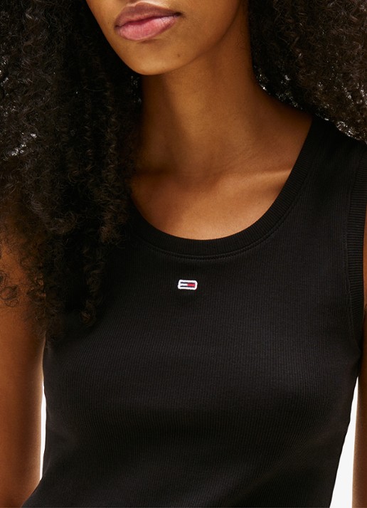 Tommy Hilfiger Essential tanktop met logo - detail 4 zwart