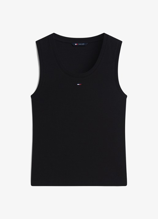 Tommy Hilfiger Essential tanktop met logo - voorkant 5 zwart