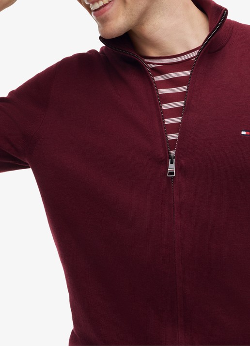 Tommy Hilfiger Fijngebreid vest in kasjmierblend met logoborduring  - detail 2 rood