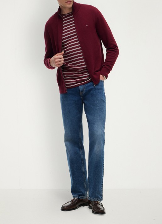 Tommy Hilfiger Fijngebreid vest in kasjmierblend met logoborduring  - voorkant 5 rood