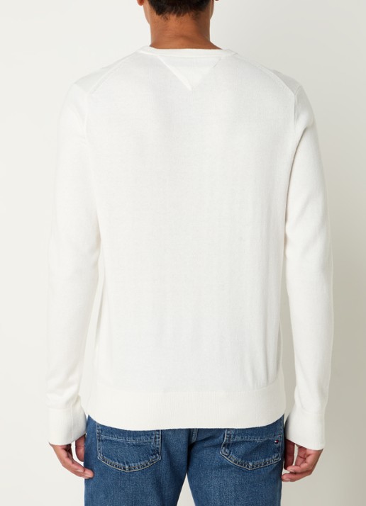 Tommy Hilfiger Fijngebreide pullover in kasjmierblend met logoborduring - achterkant 4 wit