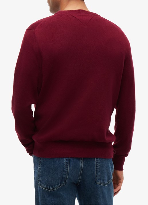 Tommy Hilfiger Fijngebreide pullover in kasjmierblend met logoborduring - achterkant 6 burgundy-vlp / rood