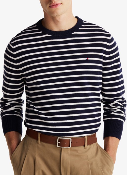 Tommy Hilfiger Fijngebreide pullover in kasjmierblend met logoborduring - detail multicolor