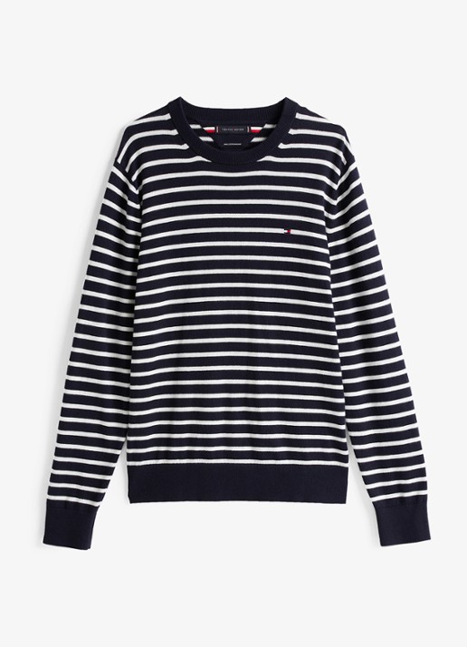 Tommy Hilfiger Fijngebreide pullover in kasjmierblend met logoborduring - voorkant 4 multicolor