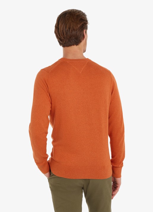 Tommy Hilfiger Fijngebreide pullover in kasjmierblend met logoborduring - achterkant 4 oranje