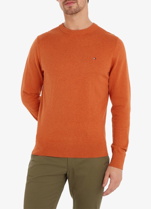 Tommy Hilfiger Fijngebreide pullover in kasjmierblend met logoborduring - detail 2 oranje
