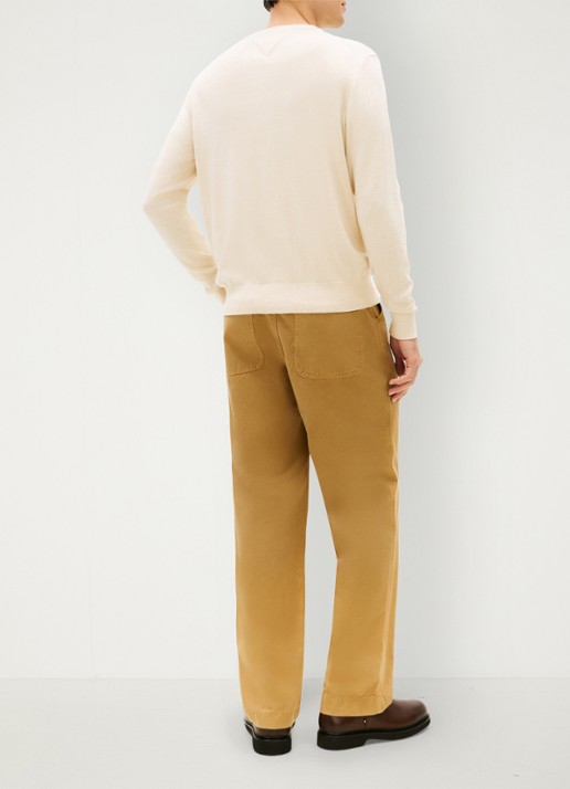 Tommy Hilfiger Fijngebreide pullover in kasjmierblend met logoborduring - achterkant 3 beige