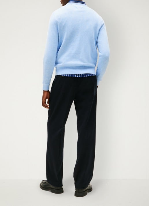 Tommy Hilfiger Fijngebreide pullover in kasjmierblend met logoborduring - achterkant 3 blauw