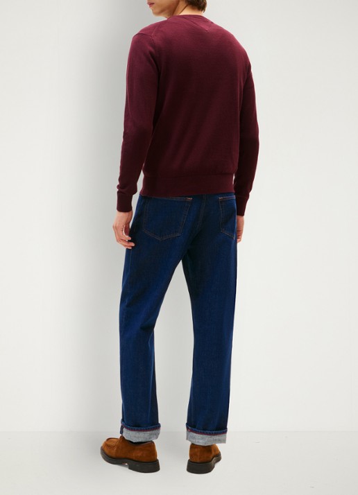Tommy Hilfiger Fijngebreide pullover in kasjmierblend met logoborduring - achterkant 3 bordeauxrood