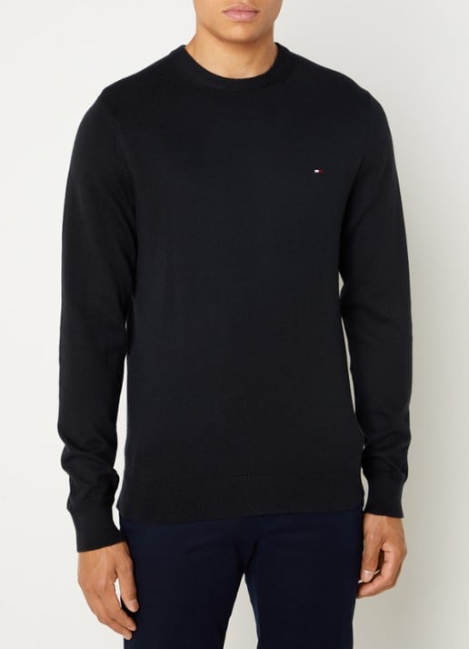 Tommy Hilfiger Fijngebreide pullover in kasjmierblend met logoborduring