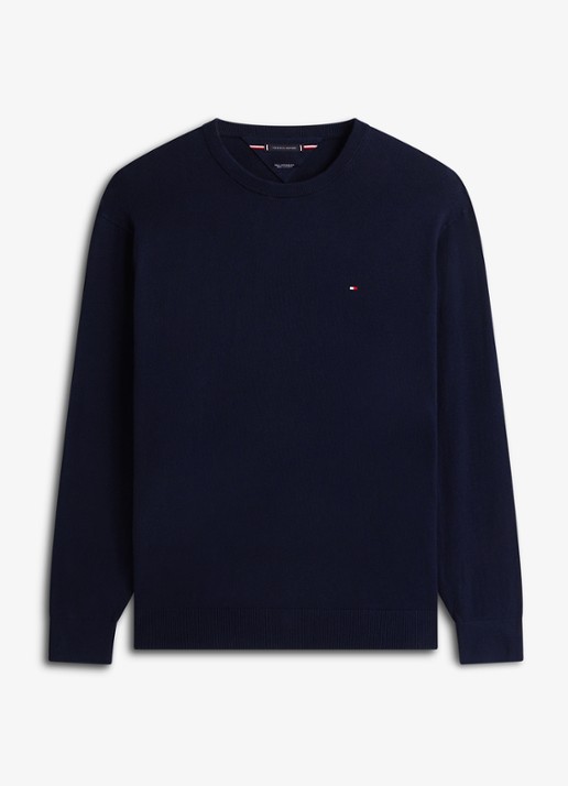 Tommy Hilfiger Fijngebreide pullover in kasjmierblend - voorkant blauw
