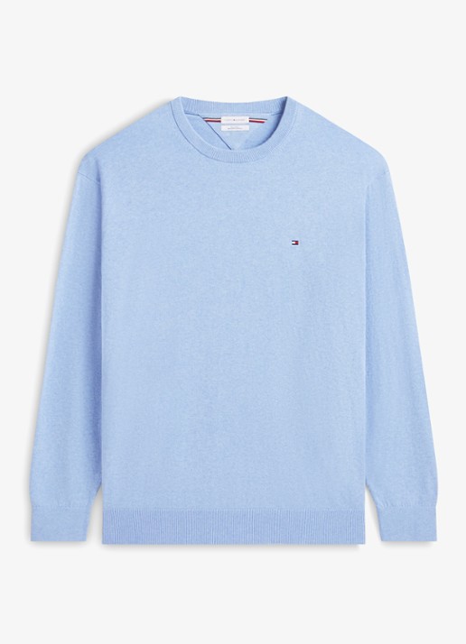Tommy Hilfiger Fijngebreide pullover in kasjmierblend - voorkant lichtblauw