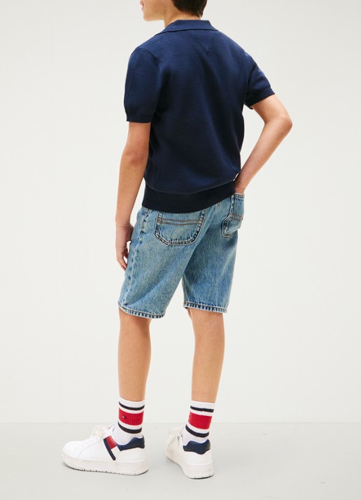 Tommy Hilfiger Fijngebreide pullover met polokraag - achterkant donkerblauw