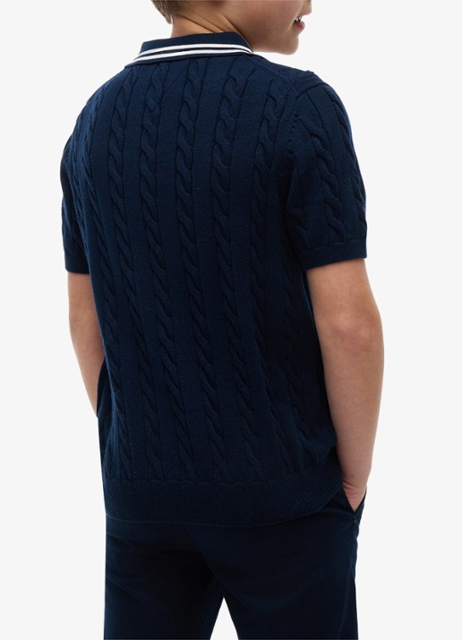 Tommy Hilfiger Fijngebreide pullover met polokraag - achterkant 2 donkerblauw