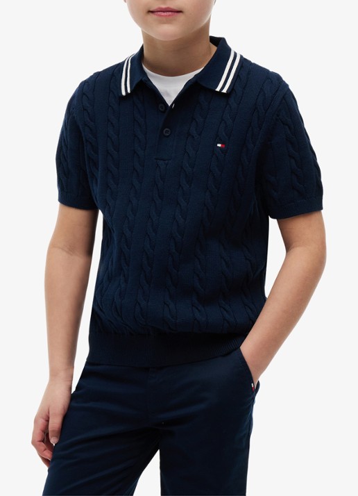 Tommy Hilfiger Fijngebreide pullover met polokraag - detail 7 donkerblauw