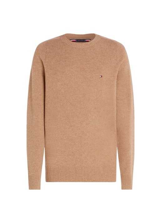 Tommy Hilfiger Fijngebreide pullover van lamswol - voorkant 5 camel