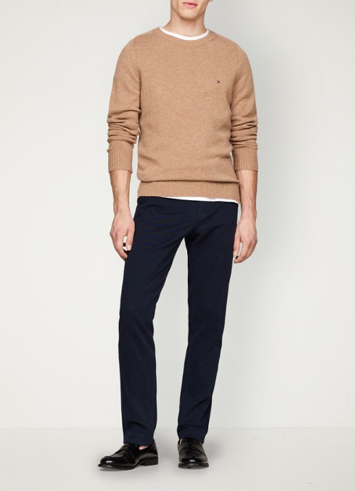 Tommy Hilfiger Fijngebreide pullover van lamswol - voorkant 6 camel