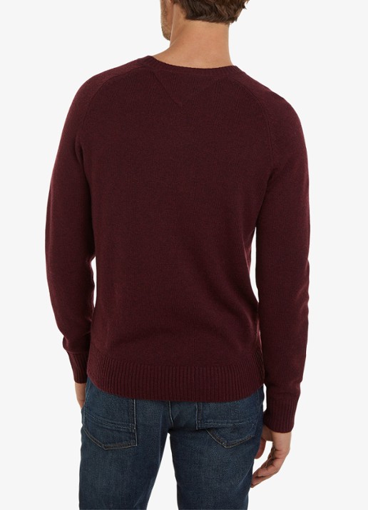Tommy Hilfiger Fijngebreide pullover van lamswol - achterkant 4 burgundy heather-tvy / rood