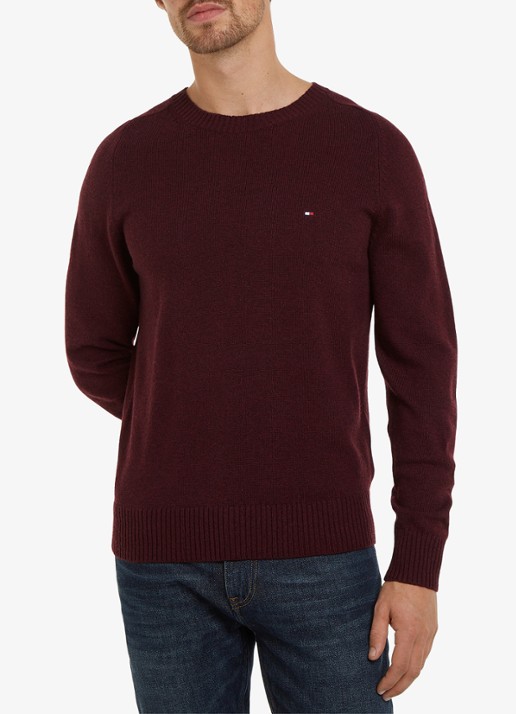 Tommy Hilfiger Fijngebreide pullover van lamswol - detail burgundy heather-tvy / rood