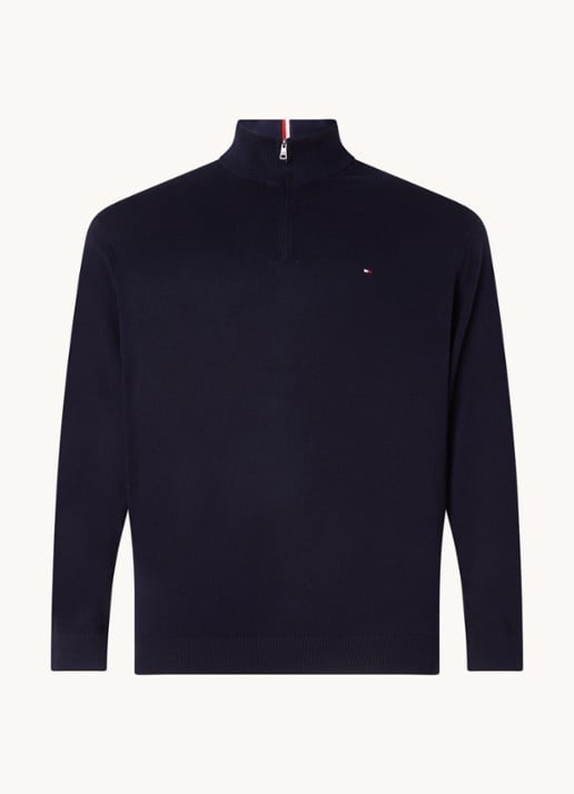 Tommy Hilfiger Fijngebreide sweater met halve rits in kasjmierblend
