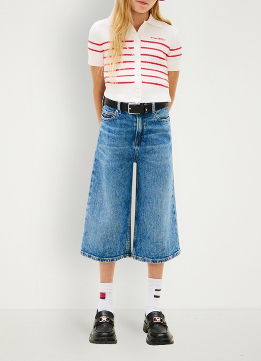 Tommy Hilfiger Fijngebreide top met streepprint - voorkant 2 wit