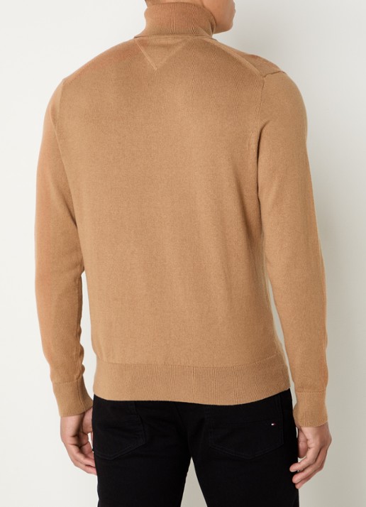 Tommy Hilfiger Fijngebreide trui in kasjmierblend met logoborduring en col - achterkant camel