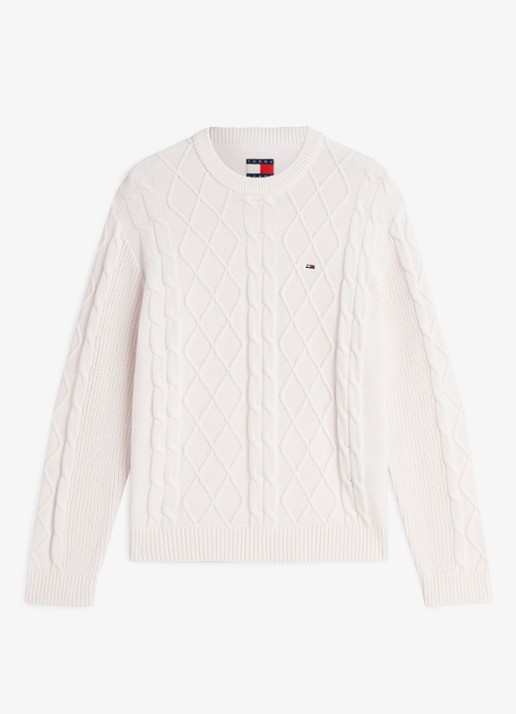 Tommy Hilfiger Fijngebreide trui met logo - voorkant 2 wit
