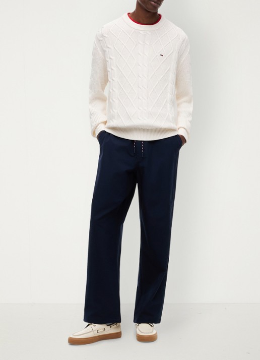 Tommy Hilfiger Fijngebreide trui met logo - voorkant 3 wit